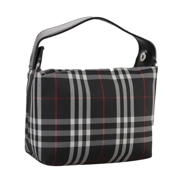 BURBERRY Nova Check Hand Bag Nylon Black Auth - Picture 1 of 14